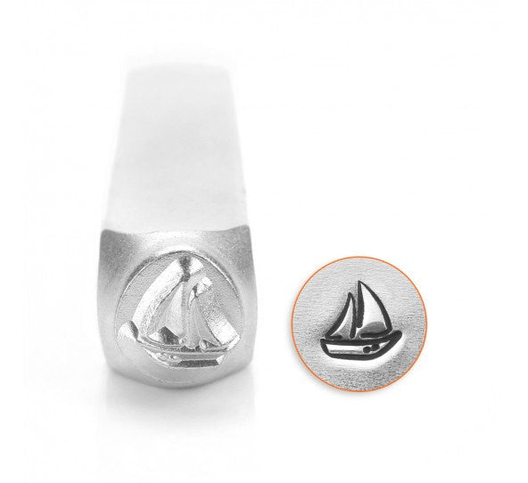 ImpressArt Metal Design Stamp,  6mm SAILBOAT, beach theme, sailing stamps, boat stamps tol0418