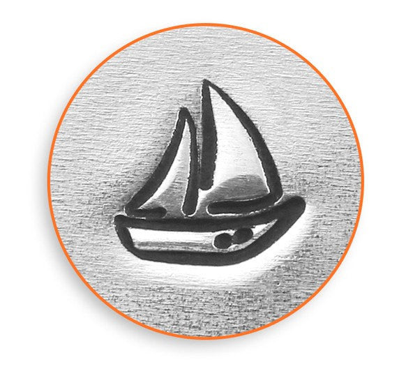 ImpressArt Metal Design Stamp,  6mm SAILBOAT, beach theme, sailing stamps, boat stamps tol0418