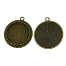 5 Bezel TRAYS for Resin, Cabochons, antique bronze, fits 25mm (1") round cabochon inside tray chb0400