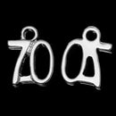 6 Number 70 Charms, Silver Plated Pendants, number seventy, chs2043