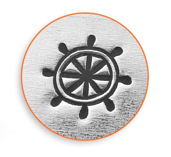 ImpressArt Metal Design Stamp,  6mm SHIP WHEEL, beach theme, sailing stamps, boat stamps tol0416