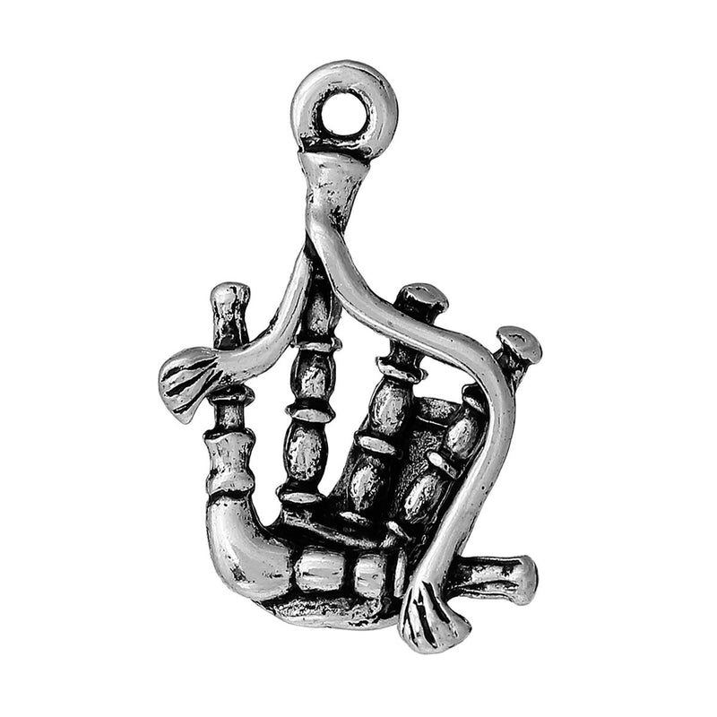 5 BAGPIPES Charms Pendants, Music Instrument, Silver Tone Metal   chs2029