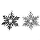 5 SNOWFLAKE Bezel Charm Pendants, Trays for Cabochons, antique silver, fits 10mm round cabochon inside tray, chs2034