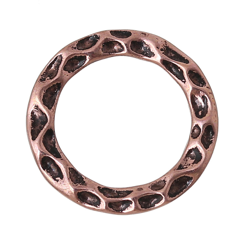 10 Copper Hammered Metal Textured CIRCLE RING Connectors 16mm  chc0041