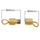 50 Gold Tone Barrel Screw Clasps, copper base, 15x4mm fcl0165