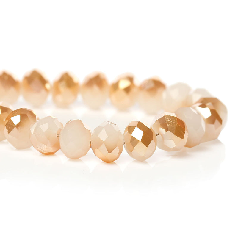6x4.5mm Opal WHITE and CHAMPAGNE AB Glass Rondelle Beads, faceted, full strand, half tone color,  bgl1268