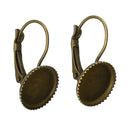 10 (5 pairs) bronze cabochon bezel setting lever back earring components, fits 12mm round inside tray fin0463a