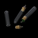 5 Small Glass Jar Vials, Charm Pendants, glass test tube, includes cork, eye pin and bead, 18mm x 10mm, with cork cho0115
