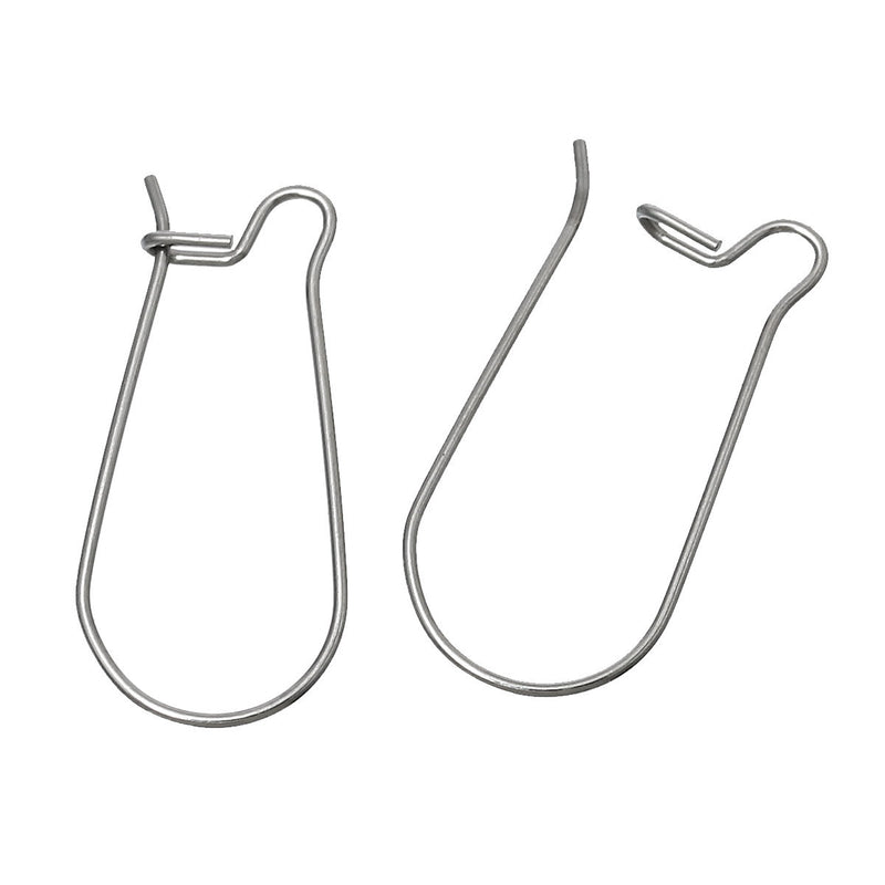 50 Stainless Steel KIDNEY EARRING WIRES, Metal Kidney Ear Wires (25 pairs), 3/4" long, fin0470