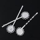 20 Silver Plated Metal Bobby Pins Hair Clips, hair pin, bezel fits 12mm round cabochons fin0453
