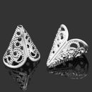 20 Filigree Bead Cones, bead caps, bright silver plated, 16mm long, opening is 16x11mm adjustable fin0454