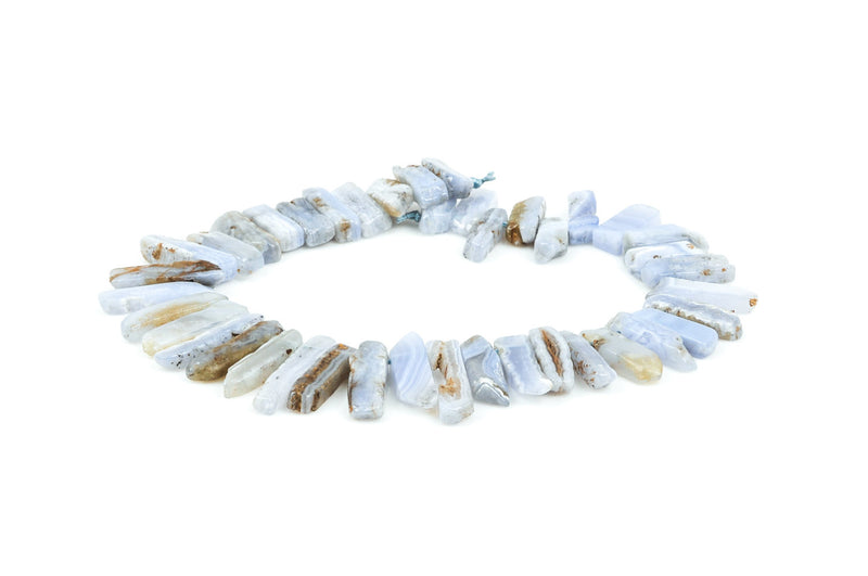 BLUE LACE AGATE Chalcedony Stick Beads, Spike Dagger Gemstone Beads, light baby blue, natural, full strand, 1" to 1-1/2" long   gag0169