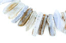 BLUE LACE AGATE Chalcedony Stick Beads, Spike Dagger Gemstone Beads, light baby blue, natural, full strand, 1" to 1-1/2" long   gag0169