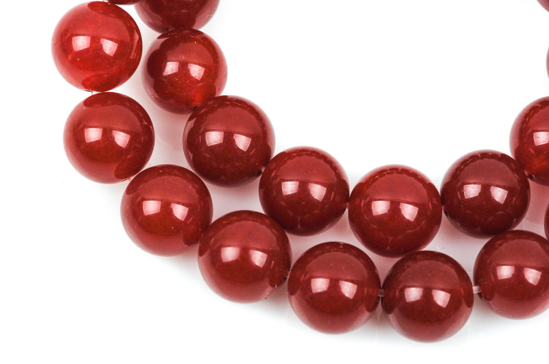 12mm Round CHERRY RED AGATE Beads, smooth, full strand, gag0186