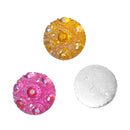 100 Round Resin Metallic Faux Druzy Cabochons, 2-hole sequins, 2 hole connector links, mixed colors, 10mm  cab0335
