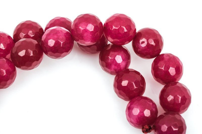 12mm Round Faceted HOT PINK AGATE Beads, full strand, gag0191