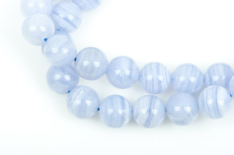 10mm BLUE LACE AGATE Chalcedony Round Gemstone Beads, light baby blue, natural, full strand, about 40 beads, gag0242