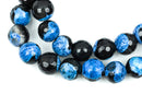 10mm DENIM BLUE AGATE Round Gemstone Beads, faceted, blue and black, natural, full strand  gag0174