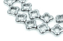 12mm Titanium HEMATITE Quatrefoil Gemstone Beads, SILVER metallic, full strand, ghe0098