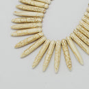 1 strand Dyed Stone Spike Beads, 25mm long, 16" strand about 80 beads, WHITE how0385