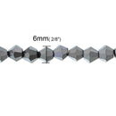 6mm SILVER METALLIC Faceted Bicone Crystal Glass Beads, full strand (about 50 Beads)  bgl0509