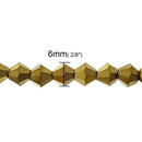6mm GOLD METALLIC Faceted Bicone Crystal Glass Beads, full strand (about 50 Beads)   bgl0486