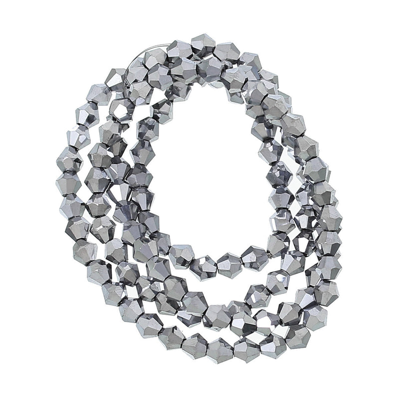 6mm SILVER METALLIC Faceted Bicone Crystal Glass Beads, full strand (about 50 Beads)  bgl0509