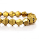 6mm GOLD METALLIC Faceted Bicone Crystal Glass Beads, full strand (about 50 Beads)   bgl0486
