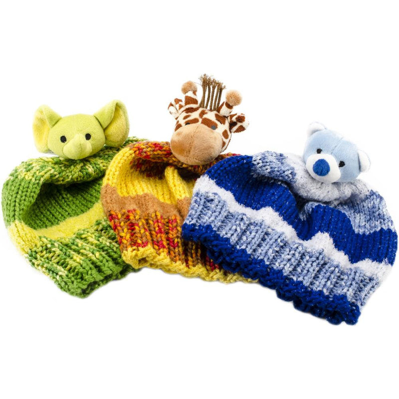 MONKEY Knitting Hat Kit, Beanie Hat Kit, includes yarn and plush stuffed character, Top This!™ knt0084