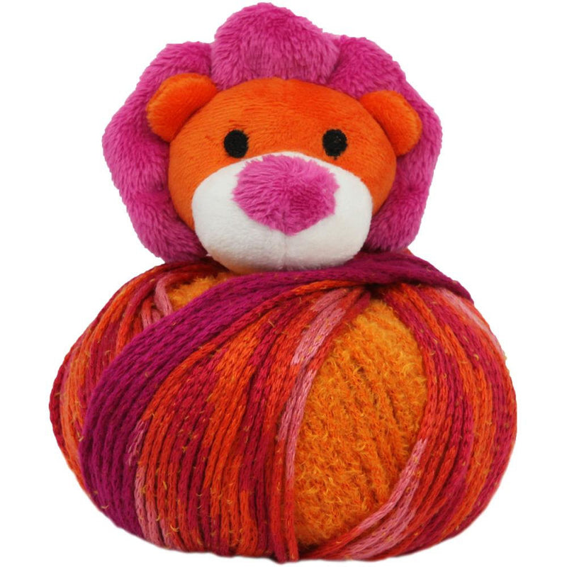 LION Knitting Hat Kit, Beanie Hat Kit, includes yarn and plush stuffed character, Top This!™ knt0091