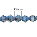 4mm BLUE Half Plated Bicone Crystal Glass Beads, transparent, faceted, full strand, bgl1287