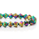 4mm MARDI GRAS METALLIC Bicone Crystal Glass Beads, opaque, faceted, full strand, bgl1303
