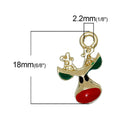 5 REINDEER Christmas Charms or Pendants . Gold Plated with enamel, 5/8" chg0301