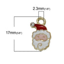 5 CHRISTMAS SANTA Claus Charms or Pendants . Gold Plated with enamel and rhinestone accents, 5/8" chg0310