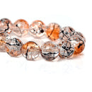 10mm ORANGE and BLACK Crackle Glass Beads, two-tone color, double strand, Halloween, about 83 beads  bgl1311