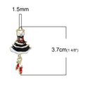 5 BALLET TUTU Dress Charm Pendants, movable charm, Gold Plated with enamel and rhinestone accents, black red white, chg0337