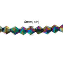 4mm MARDI GRAS METALLIC Bicone Crystal Glass Beads, opaque, faceted, full strand, bgl1303