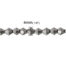 4mm BRIGHT SILVER METALLIC Bicone Crystal Glass Beads, opaque, faceted, full strand, bgl1299