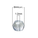 8mm LIGHT BLUE Rainbow Half Plated Round Crystal Glass Beads, transparent, faceted, 30 beads, bgl1308