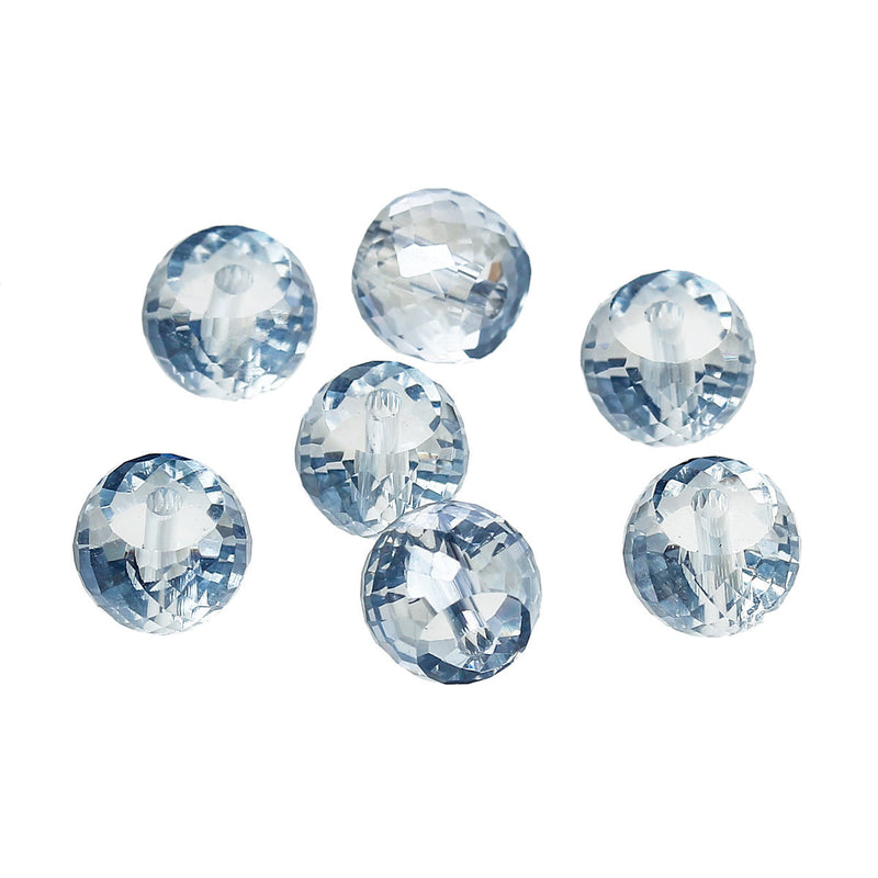 8mm LIGHT BLUE Rainbow Half Plated Round Crystal Glass Beads, transparent, faceted, 30 beads, bgl1308