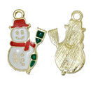 5 SNOWMAN Christmas Charms or Pendants . Gold Plated with enamel, 5/8" chg0303