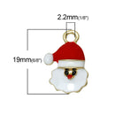 5 SANTA CLAUS Head Christmas Charms or Pendants . Gold Plated with enamel, 5/8" chg0304
