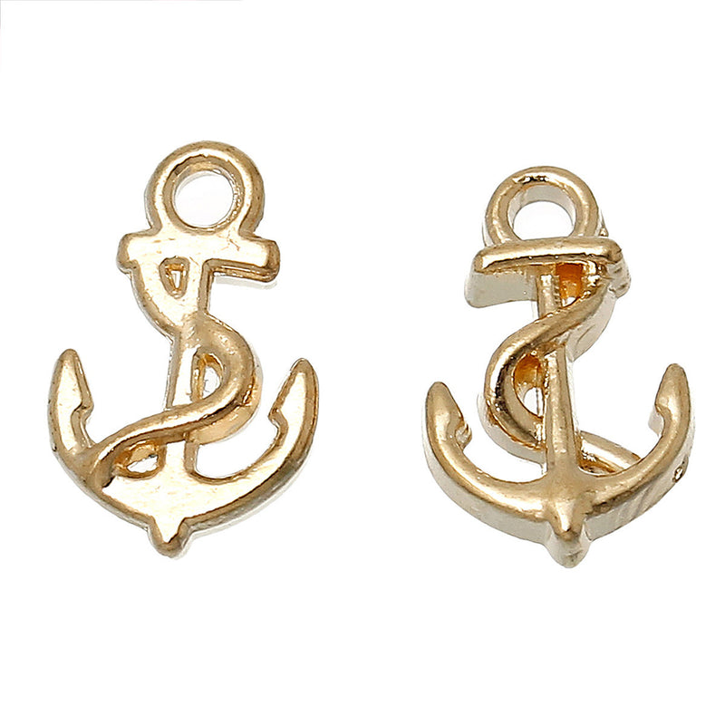 10 ANCHOR Charms or Pendants, small gold plated, 3/8" chg0313