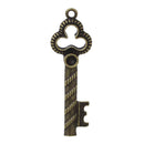 5 Bronze KEY Charms, bronze tone metal, 2" long chb0403