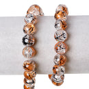 10mm ORANGE and BLACK Crackle Glass Beads, two-tone color, double strand, Halloween, about 83 beads  bgl1311