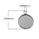 10 Stainless Steel Round Circle CABOCHON SETTING Bezel Frame Charm Pendants, Silver (fits 16mm cabs)  chs2054