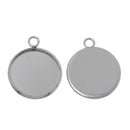10 Stainless Steel Round Circle CABOCHON SETTING Bezel Frame Charm Pendants, Silver (fits 14mm cabs)  chs2057