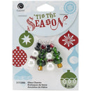Set of 4 Crystal SNOWMAN and CHRISTMAS Tree Charm Pendants, chs2051