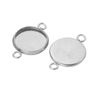 10 Stainless Steel Round Circle CABOCHON SETTING Bezel Frame Charm Connector Link, Silver (fits 12mm cabs)  chs2055