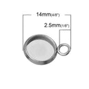 10 Stainless Steel Round Circle CABOCHON SETTING Bezel Frame Charm Pendants, Silver (fits 8mm cabs)  chs2058